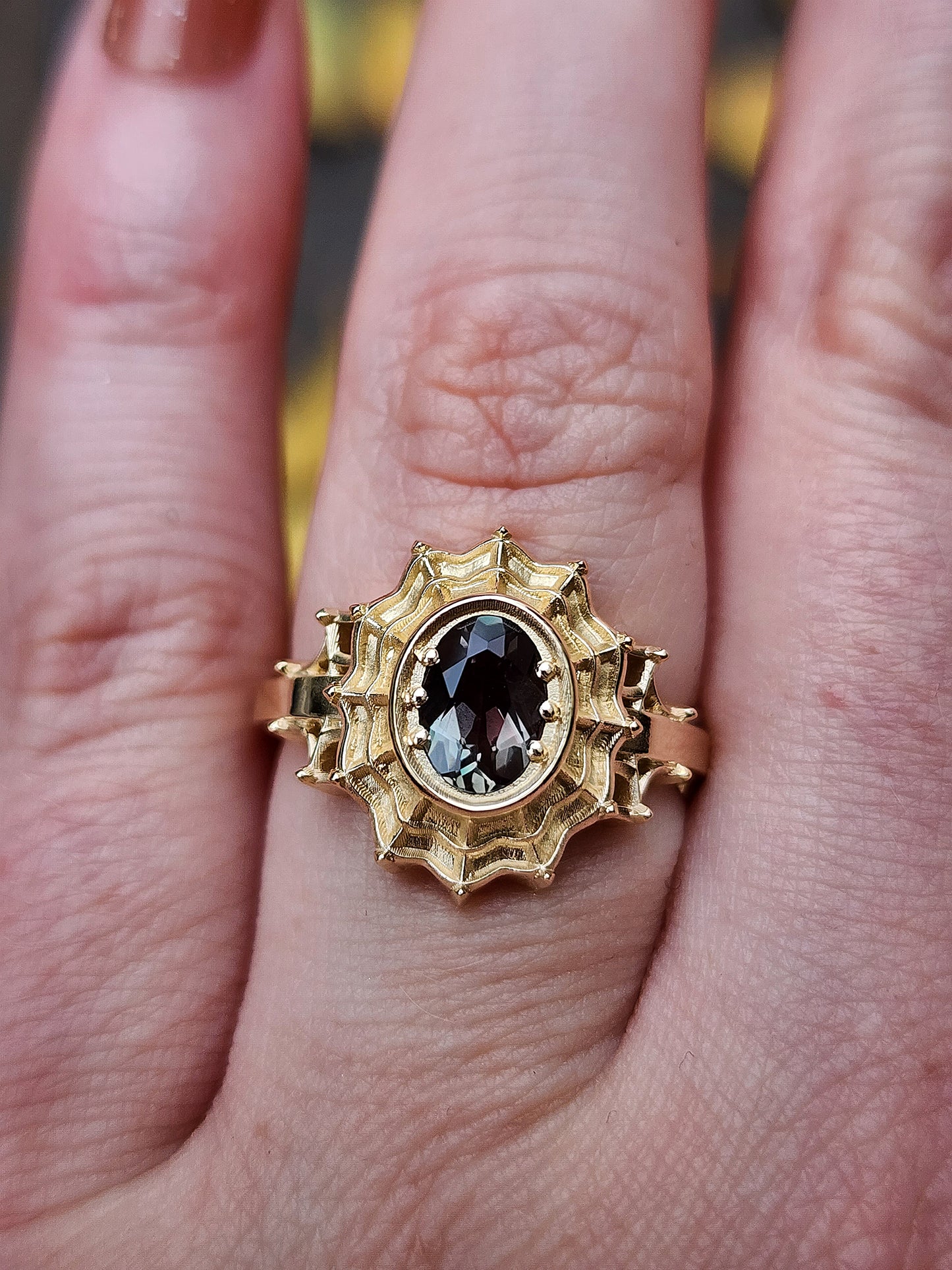 Morticia Spider Web Engagement Ring Gothic 14k Gold Fine Jewelry by SwankMetalsmithing