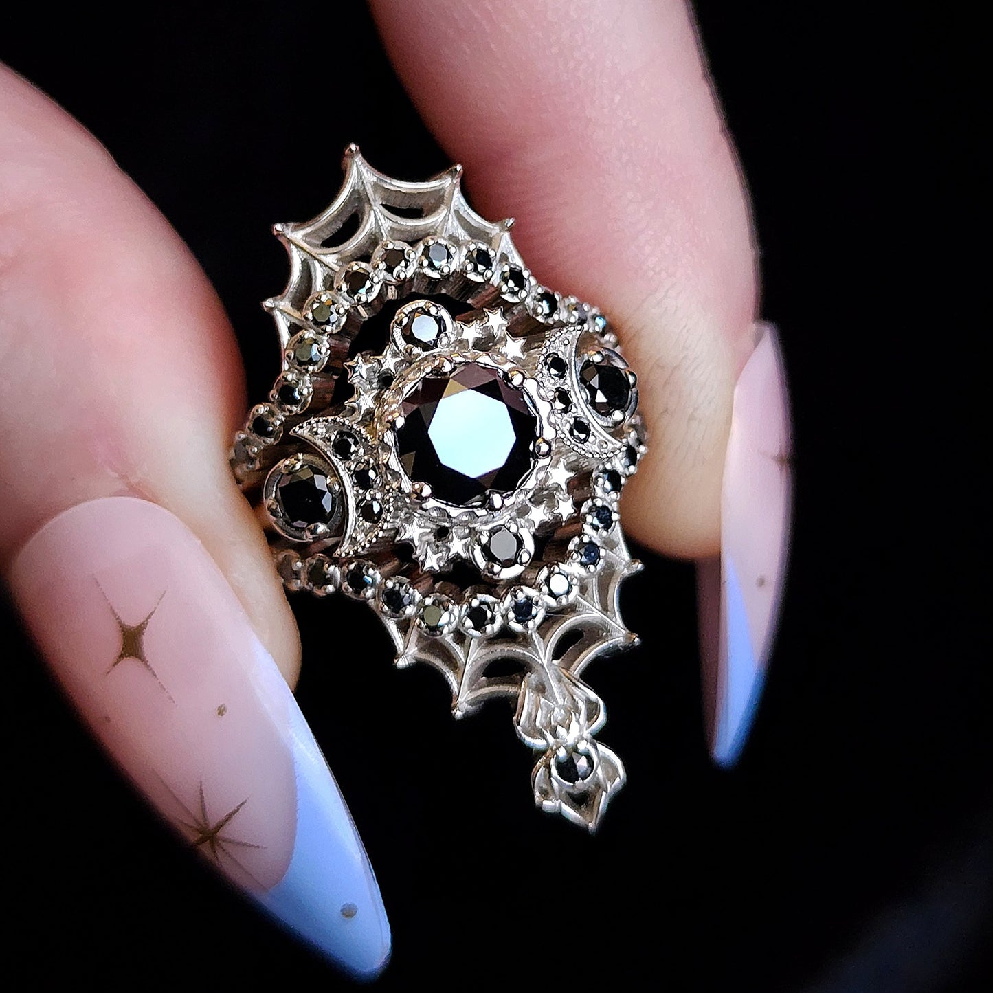 black diamond cosmos ring by swankmetalsmithing