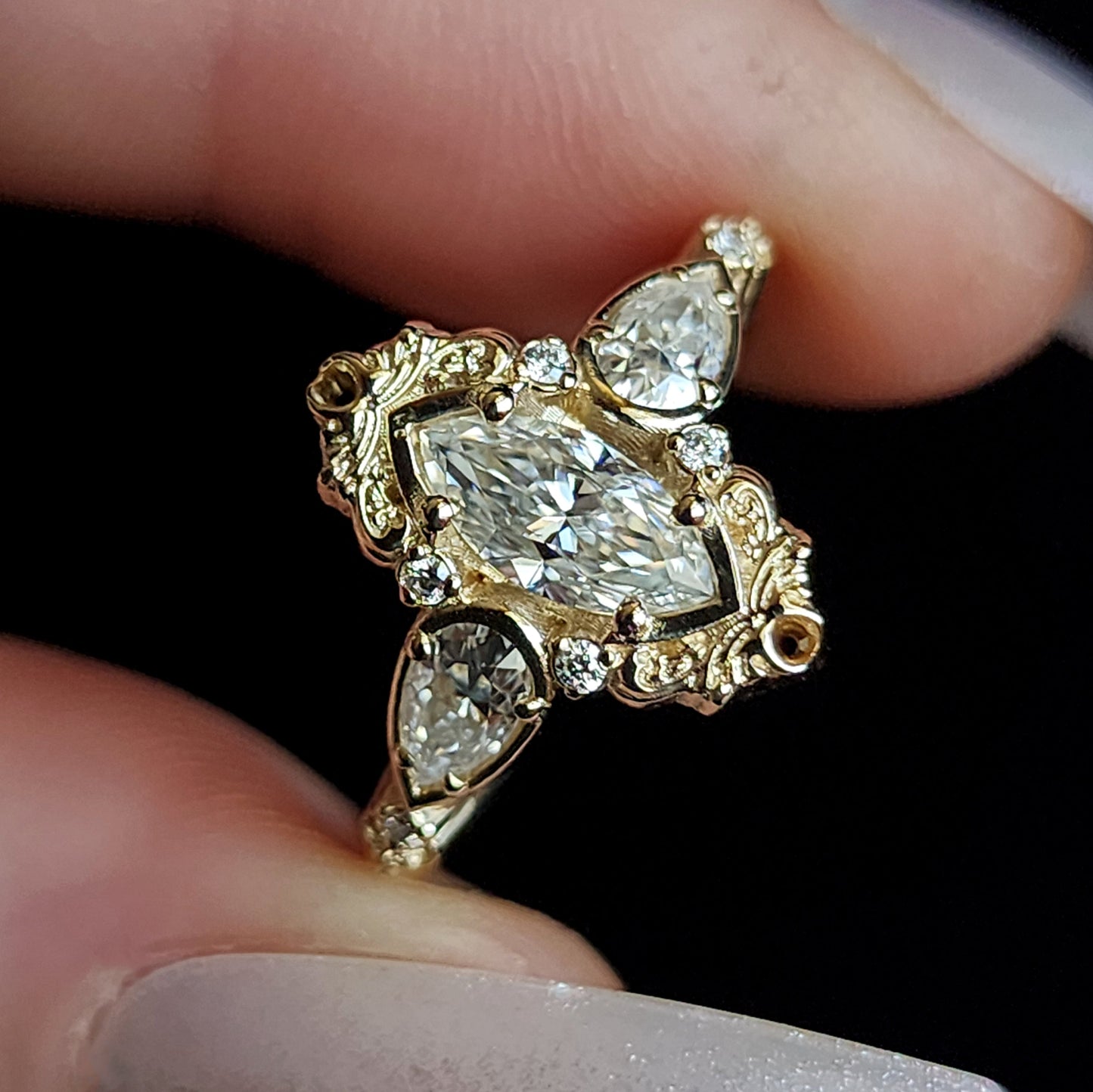 odette marquise engagement ring 14k gold fantasy jewelry