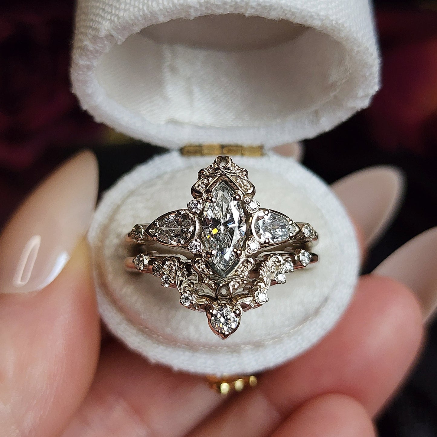 Odette Diamond Wedding Band 14k Gold Fine Jewelry - Dainty Tiny Diamond Stacking Filigree Ring