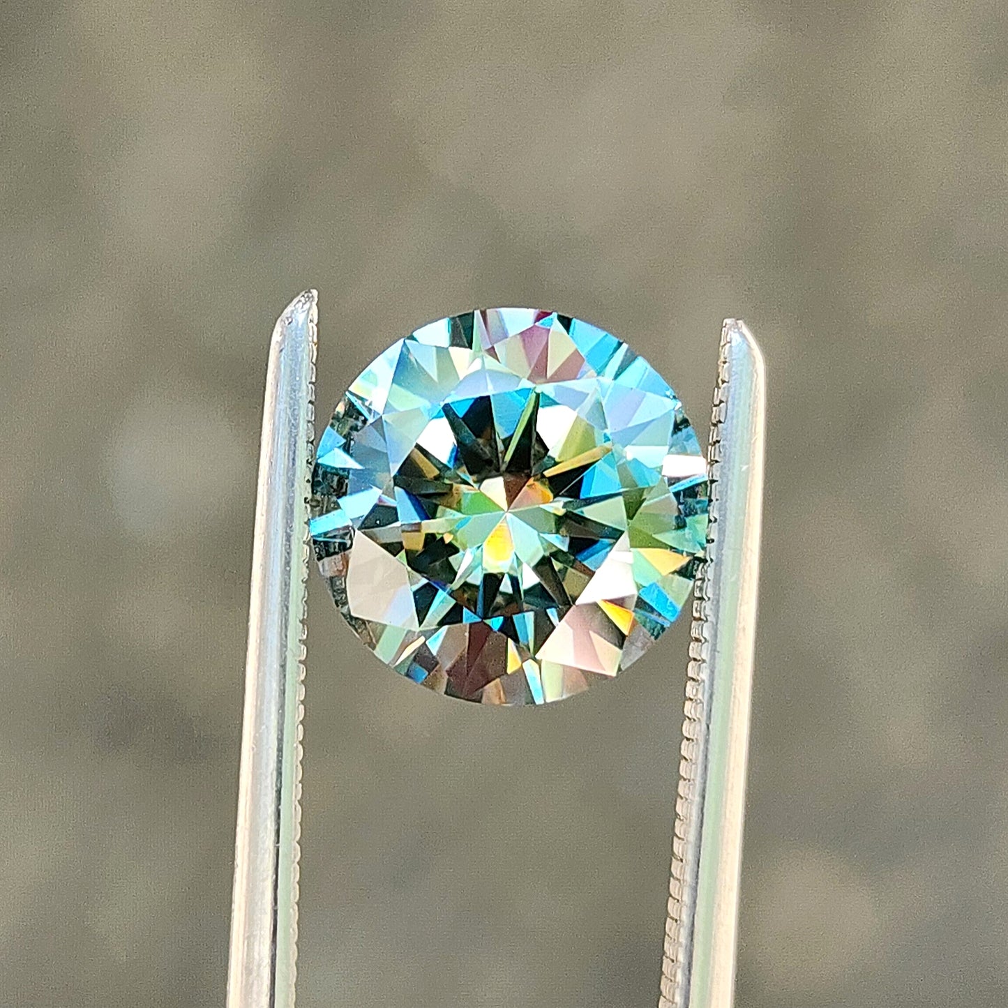 1.73ct Round Teal Moissanite 8mm