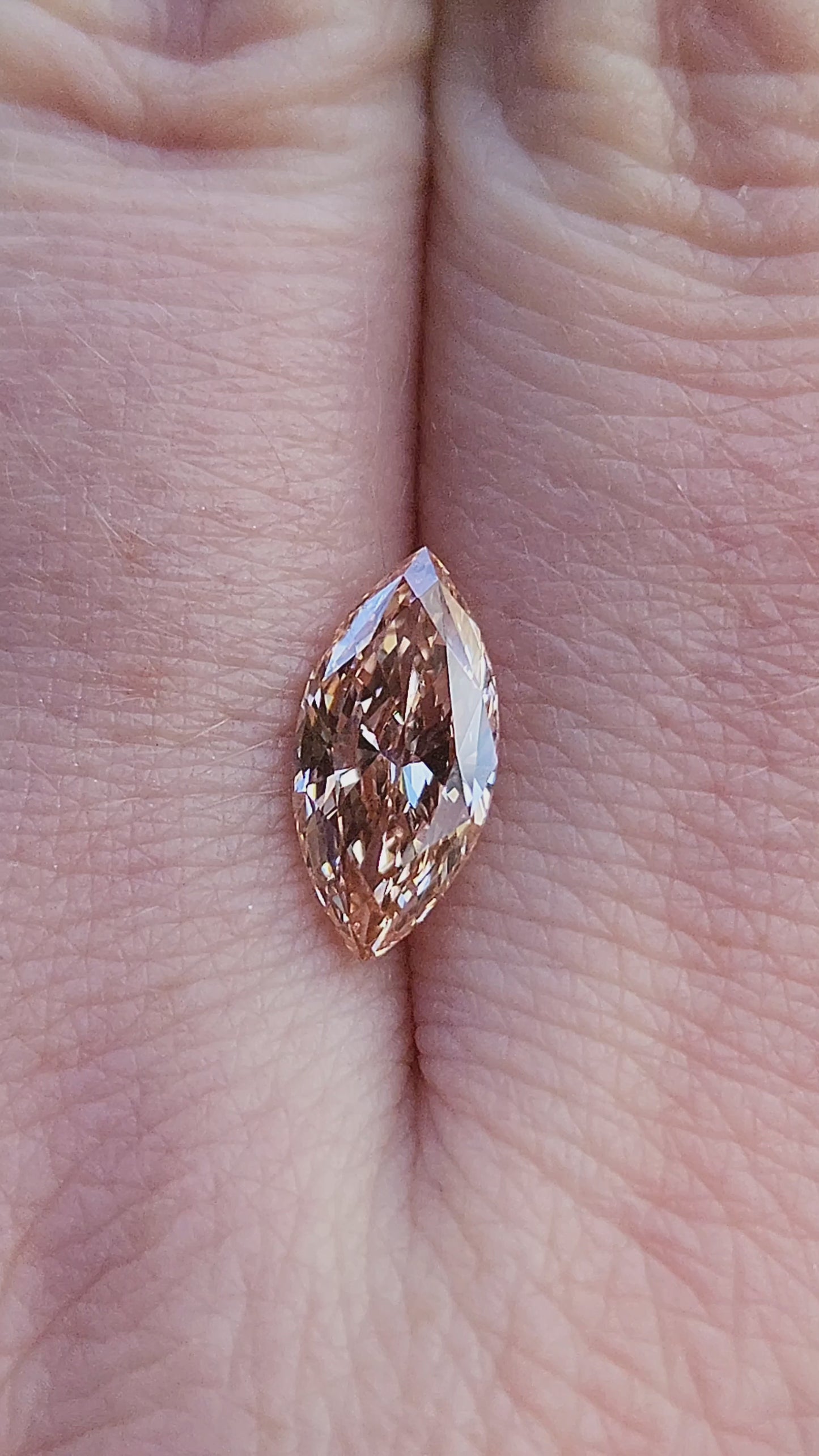 Load and play video in Gallery viewer, 1.76ct Marquise Cut Lab Diamond Peachy Pink VS1
