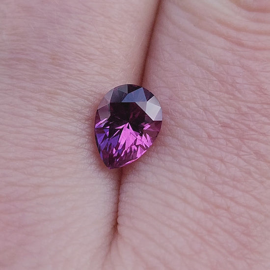 Load and play video in Gallery viewer, 1.76ct Natural Color Change Purple Pyrope Garnet Pear
