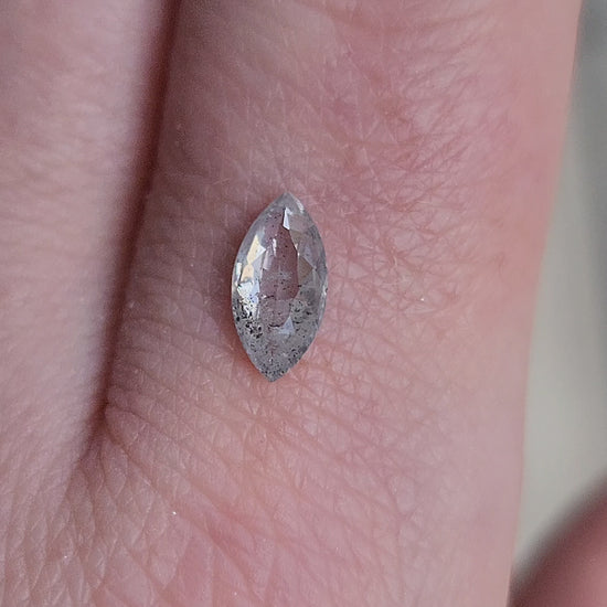 Load and play video in Gallery viewer, .69ct Natural Rose Cut Peppery Gray Diamond Marquise
