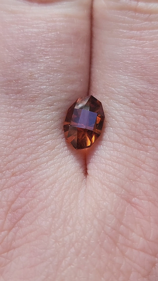 Load and play video in Gallery viewer, 2.01ct Natural Modified Oval Checkerboard Cut Malaya Mahenge Garnet
