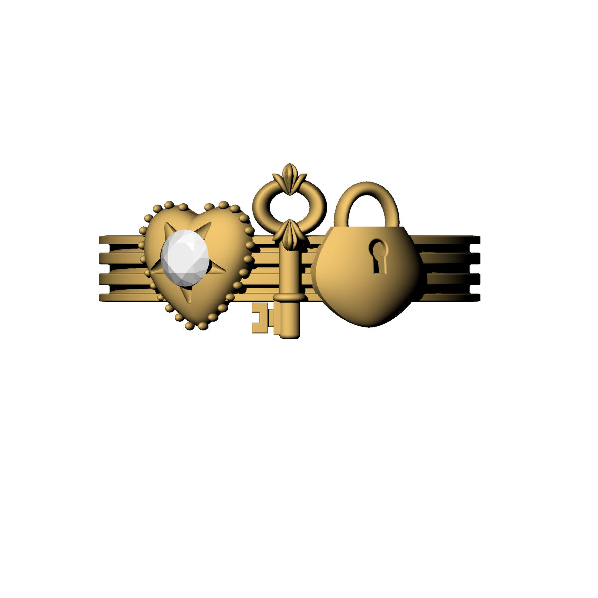 Sterling Silver & 14K Rose Gold Diamond Heart Lock & Key Pendant