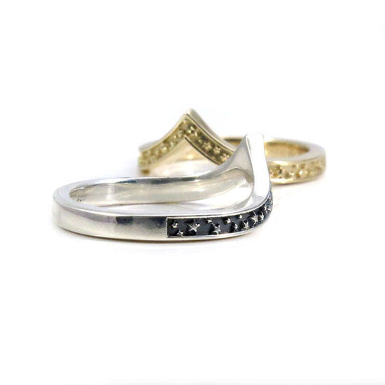 Stardust Stacking Chevron Wedding Ring - Gold or Sterling Silver - Constellation Nesting Band