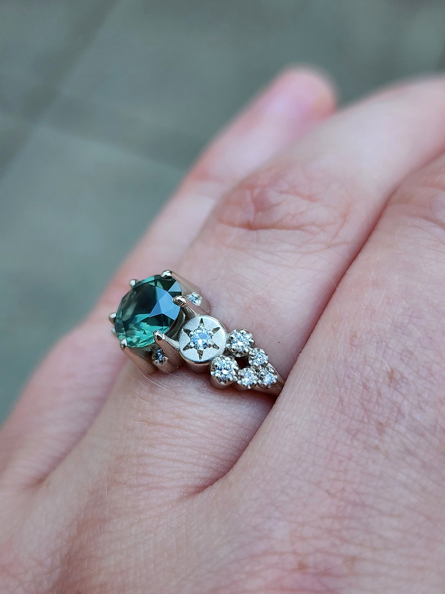 14k White and Yellow Gold Green Sapphire Leaf Ring – Mettle by Abby