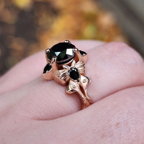 *Setting Only* Luna Moth Engagement Ring ALL BLACK Diamond Sides