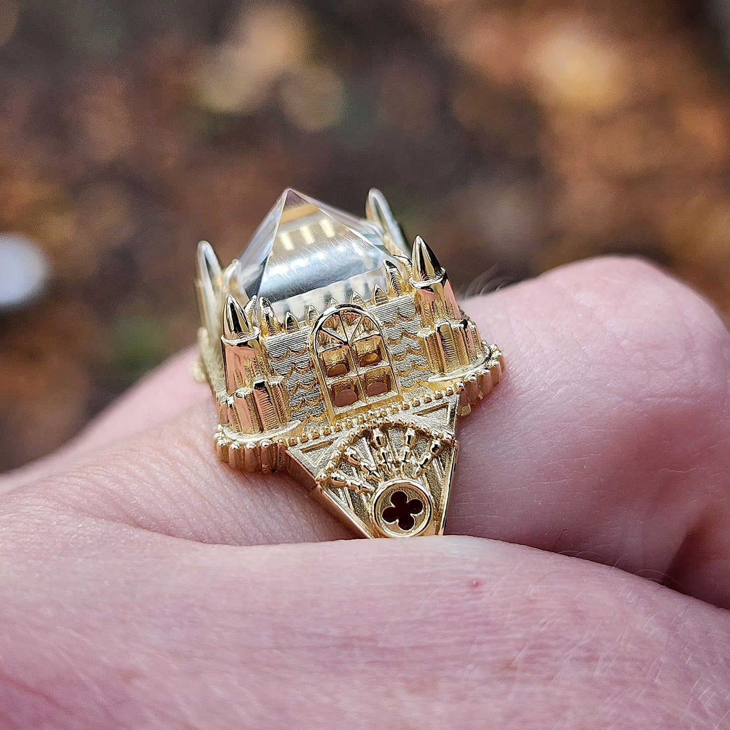 Ready to Ship Size 6-8 14k Gold Haunted Castle Tower Ring with Pyramid ...