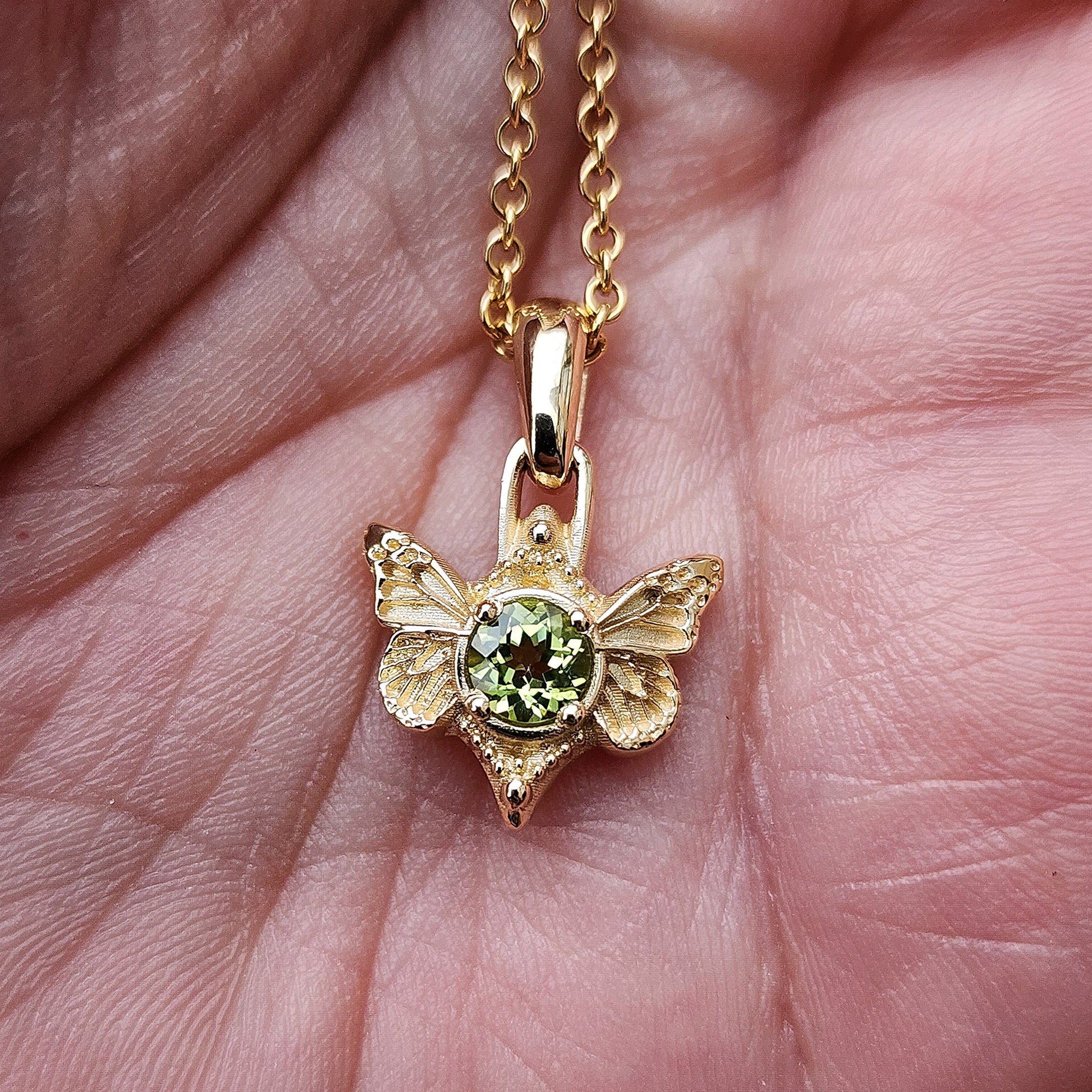 peridot butterfly fairy pendant 14k gold