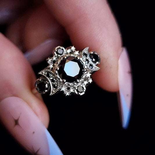 black diamond cosmos ring by swankmetalsmithing