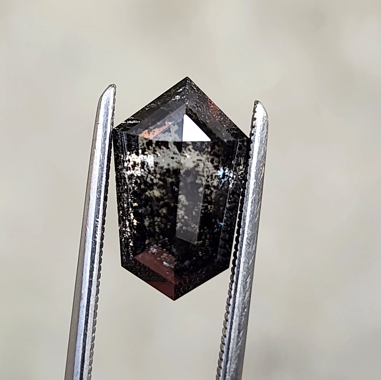 Load image into Gallery viewer, 2.85ct Rose Cut Natural Salt &amp;amp; Pepper Diamond Shield
