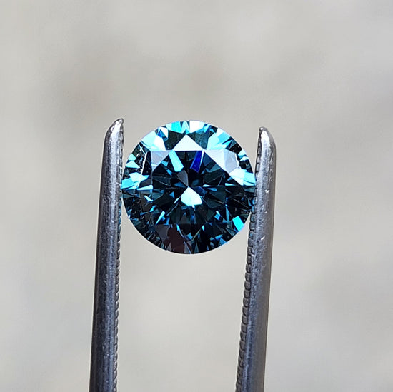 1.03ct Round Cut Lab Blue Diamond VS1