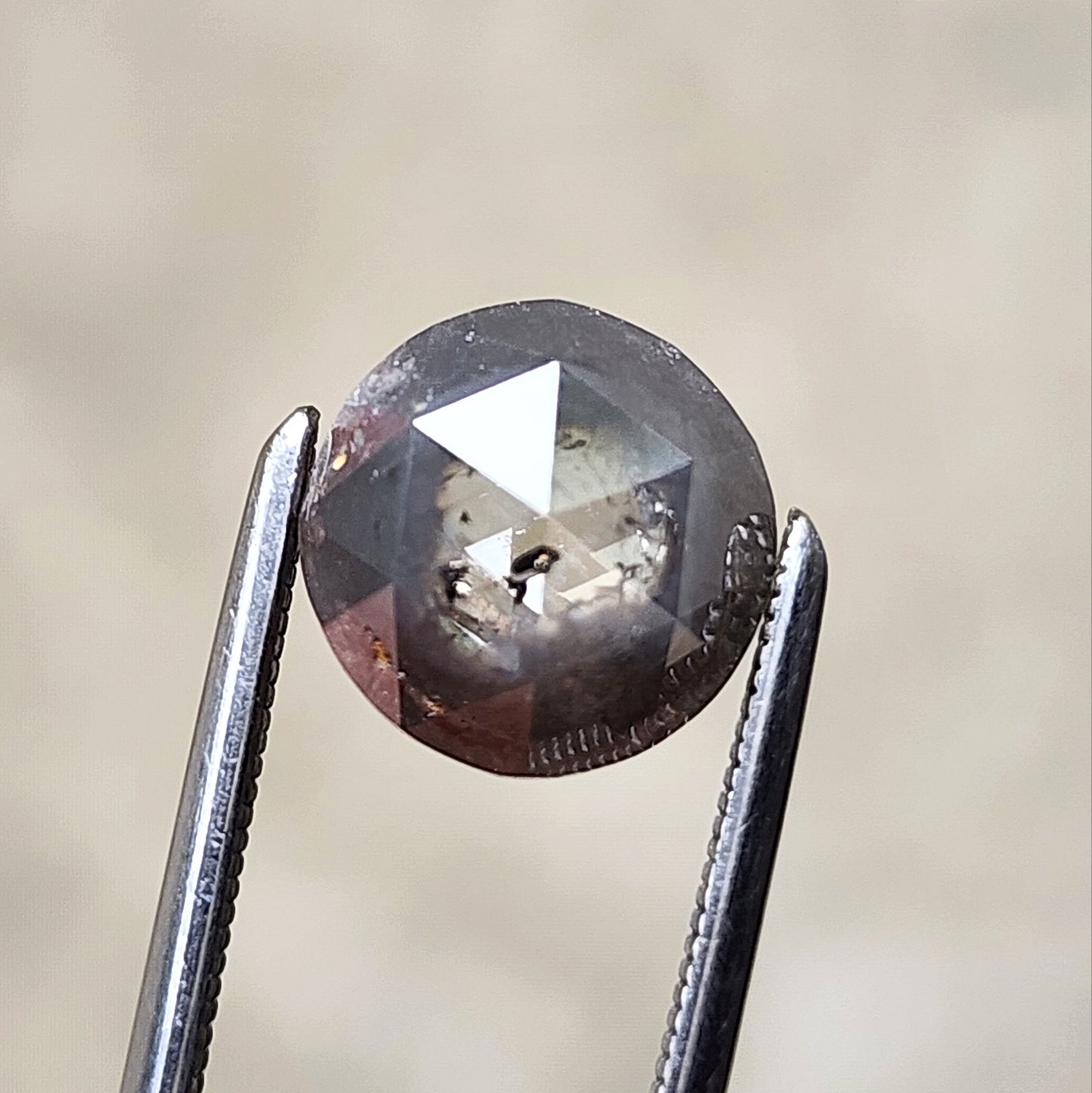 1.77ct Natural Rose Cut Gray Diamond with Peep Hole