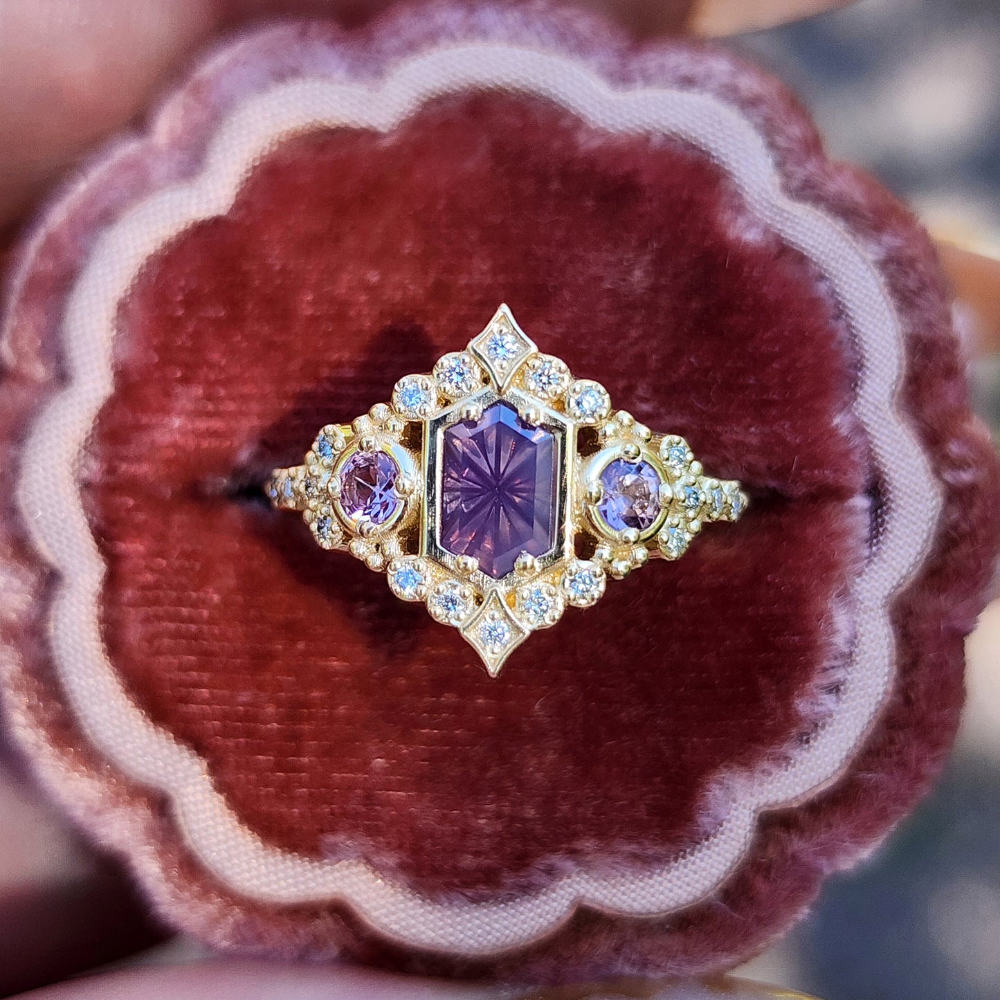 Fantasy cut Purple Kashmir Sapphire Victorian Engagement Ring by Swankmetalsmithing image 3