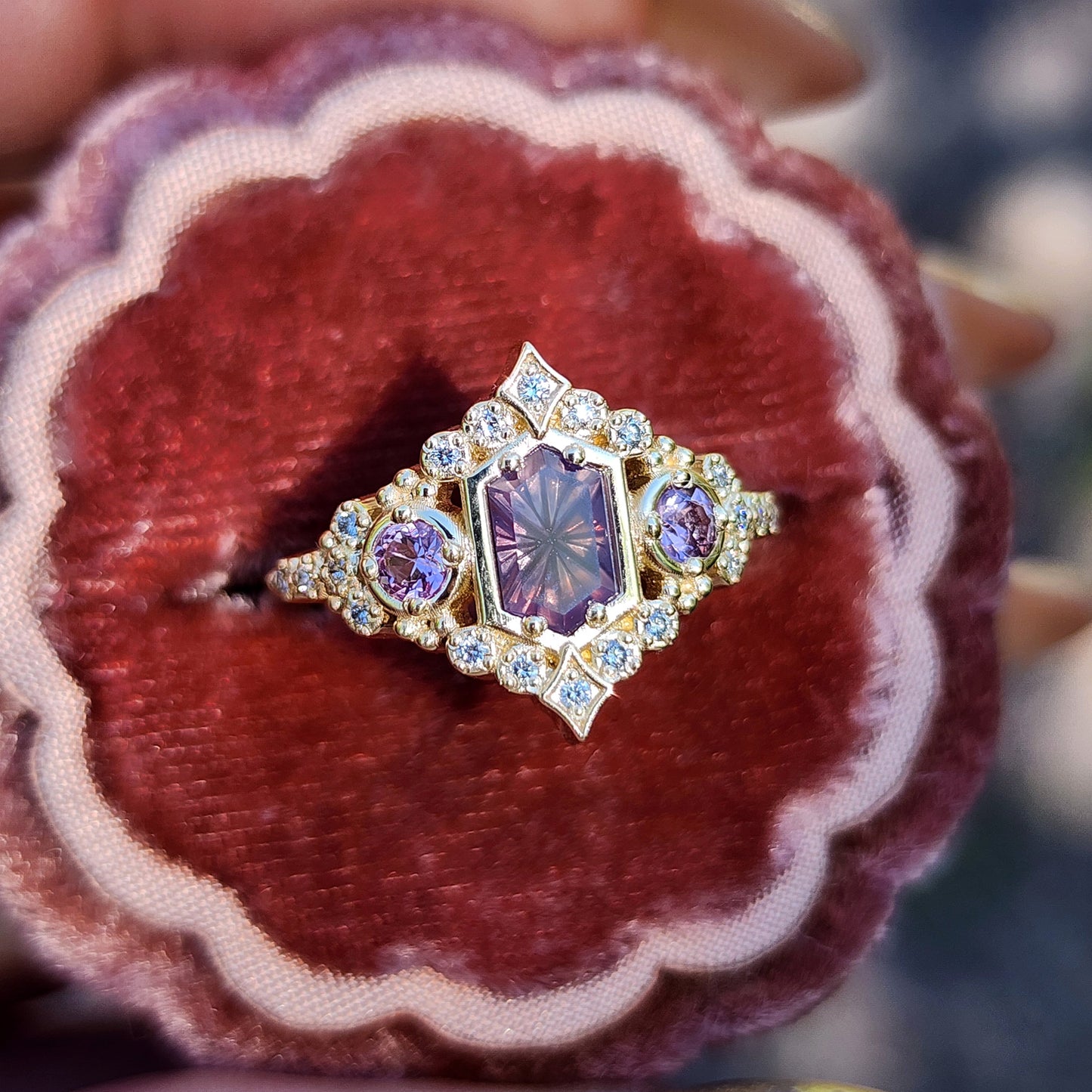 Fantasy cut Purple Kashmir Sapphire Victorian Engagement Ring by Swankmetalsmithing image 4