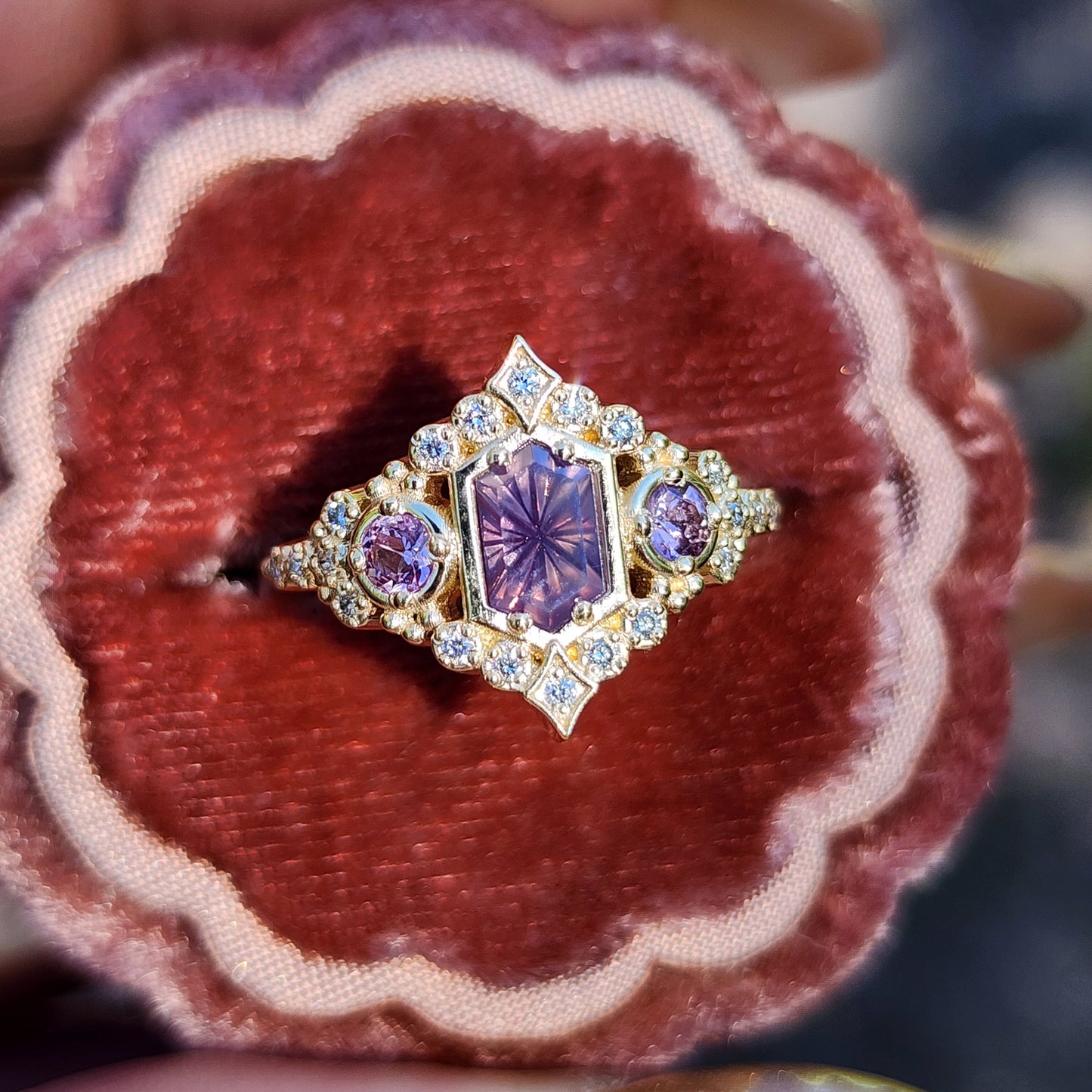 Fantasy cut Purple Kashmir Sapphire Victorian Engagement Ring by Swankmetalsmithing image 5