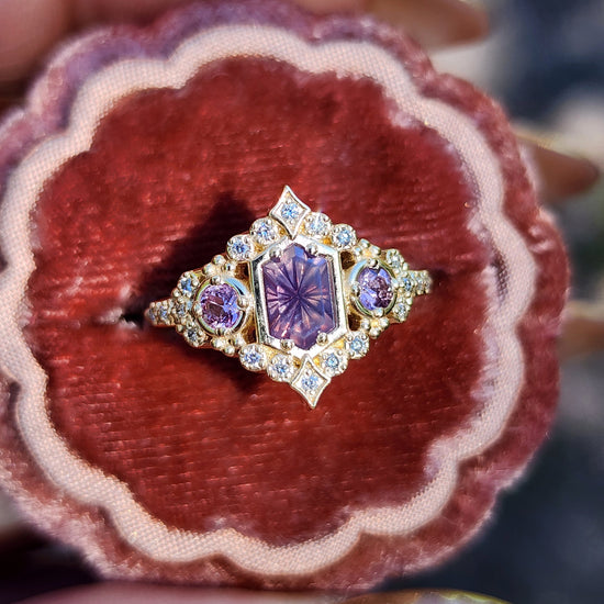 Fantasy cut Purple Kashmir Sapphire Victorian Engagement Ring by Swankmetalsmithing image 5