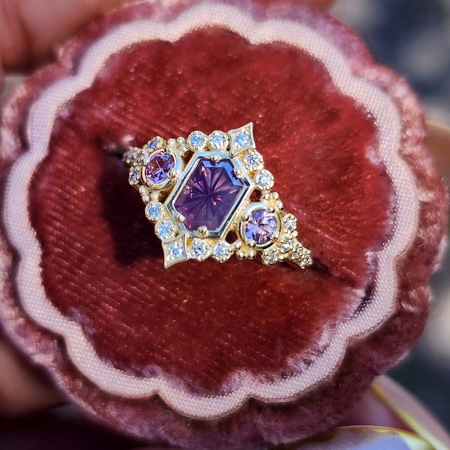 Fantasy cut Purple Kashmir Sapphire Victorian Engagement Ring by Swankmetalsmithing image 8