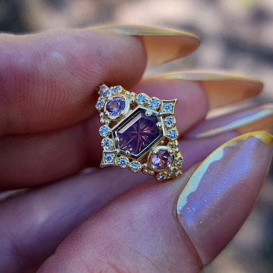 Fantasy cut Purple Kashmir Sapphire Victorian Engagement Ring by Swankmetalsmithing image 10