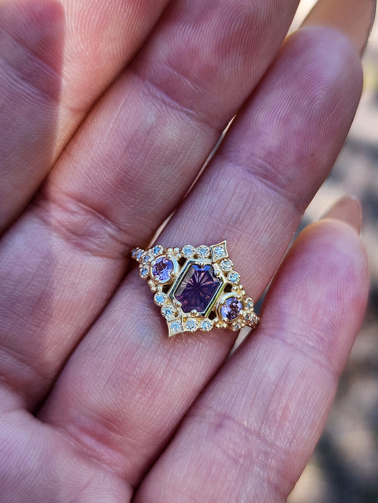 Fantasy cut Purple Kashmir Sapphire Victorian Engagement Ring by Swankmetalsmithing image 11