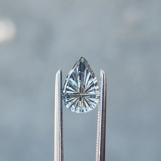 .80ct Natural Blue Green Montana Sapphire Pear - Starbrite cut by John Dyer