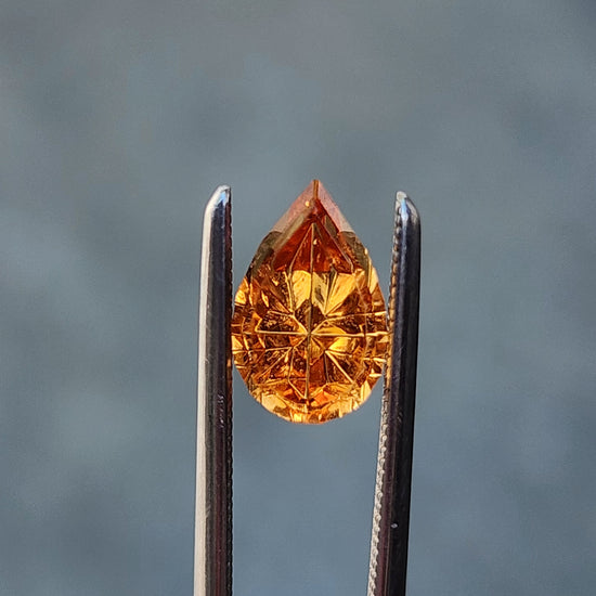1.45ct Natural Mandarin Garnet Pear - Starbrite cut by John Dyer