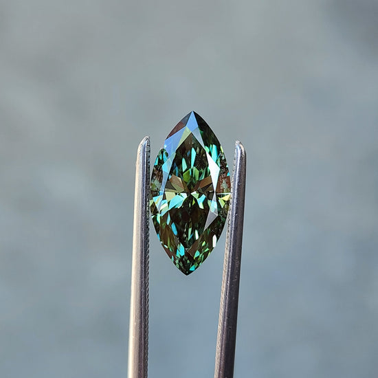 1.52ct Marquise Cut Lab Vivid Green Diamond VVS
