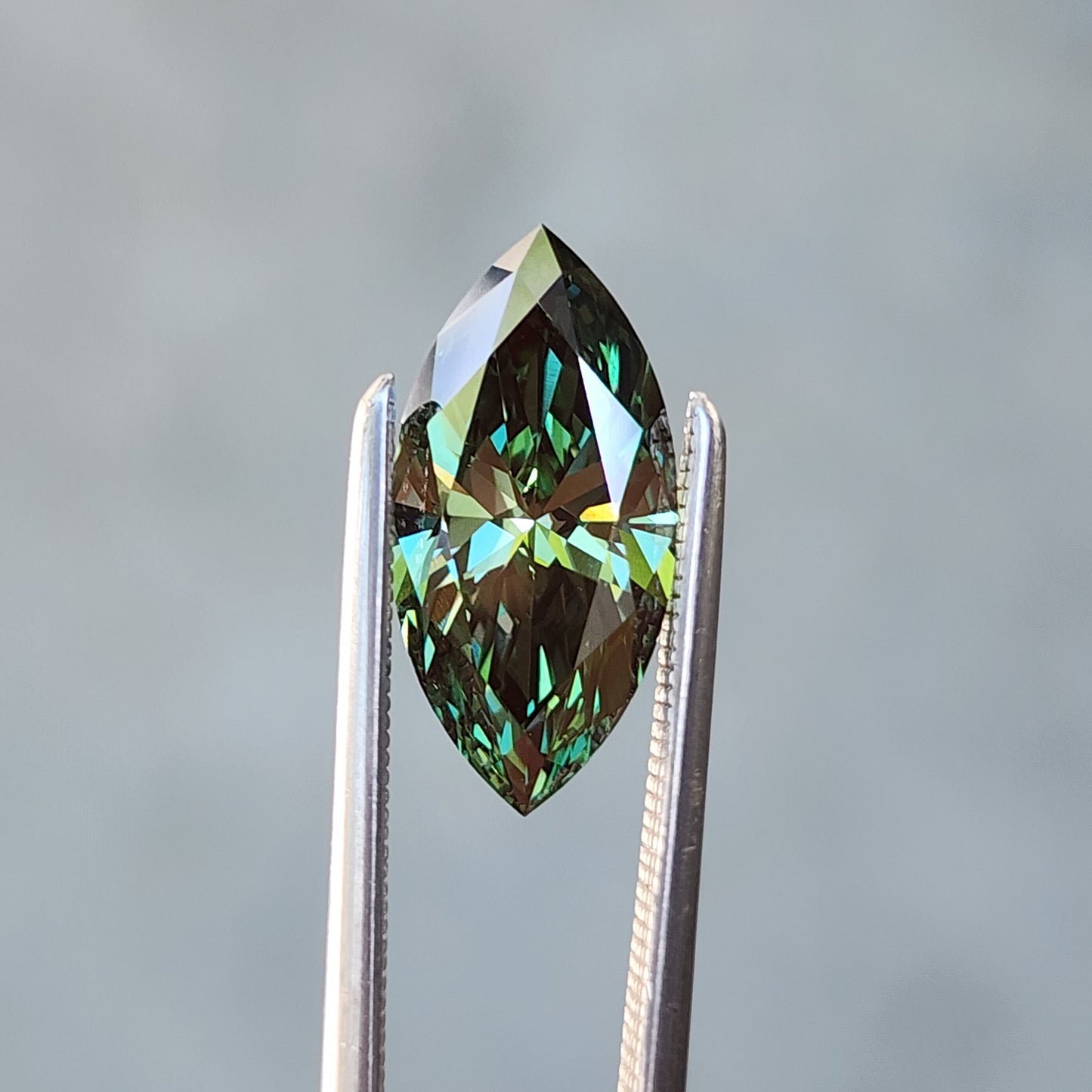 2.05ct Marquise Cut Lab Vivid Green Diamond VVS