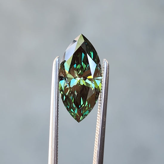2.05ct Marquise Cut Lab Vivid Green Diamond VVS