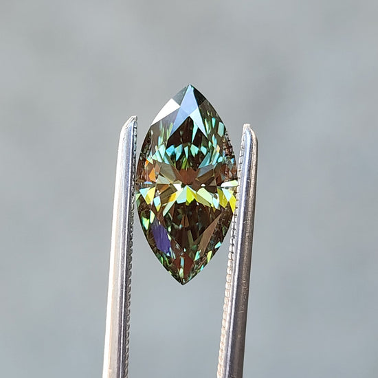1.23ct Marquise Cut Lab Vivid Green Diamond VVS