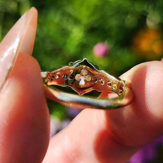 Hidden Rose Window Lab Diamond Engagement Ring - Millgrain Graduated Diamond Band Castle Inspired Wedding Fine Jewelry image 11