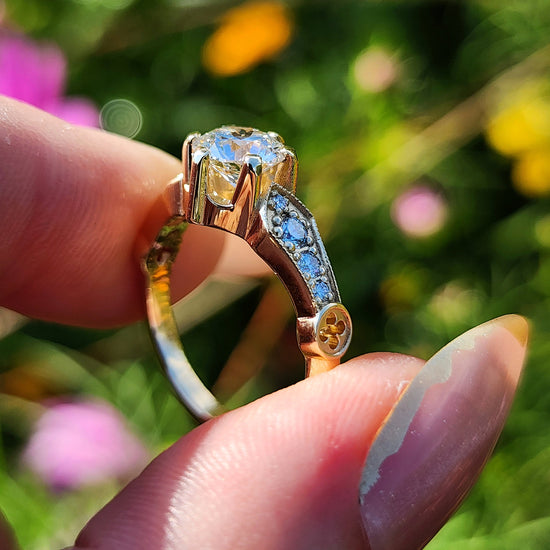 Hidden Rose Window Lab Diamond Engagement Ring - Millgrain Graduated Diamond Band Castle Inspired Wedding Fine Jewelry image 12