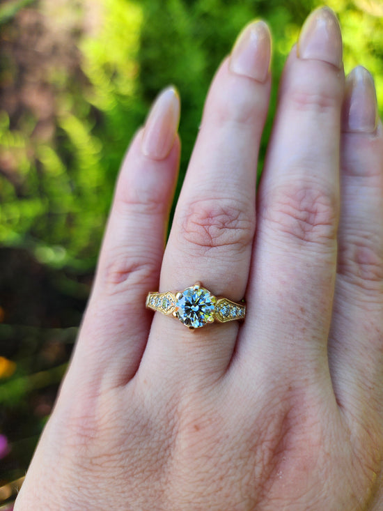 Hidden Rose Window Lab Diamond Engagement Ring - Millgrain Graduated Diamond Band Castle Inspired Wedding Fine Jewelry image 17