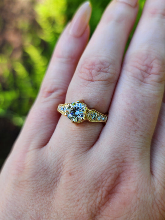 Hidden Rose Window Lab Diamond Engagement Ring - Millgrain Graduated Diamond Band Castle Inspired Wedding Fine Jewelry image 19