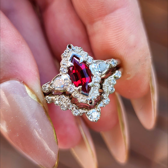 Chatham Ruby Odette Marquise Engagement Ring Set image 4