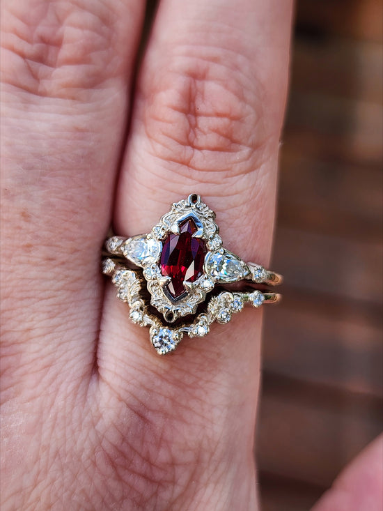 Chatham Ruby Odette Marquise Engagement Ring Set image 5