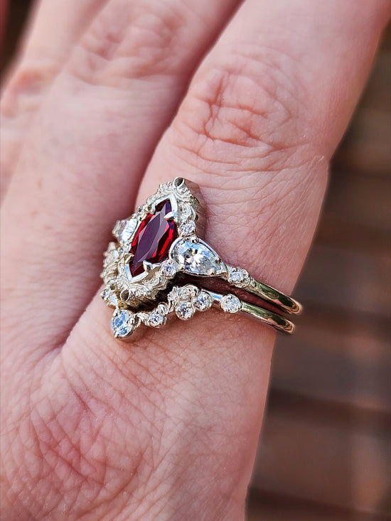 Chatham Ruby Odette Marquise Engagement Ring Set image 7