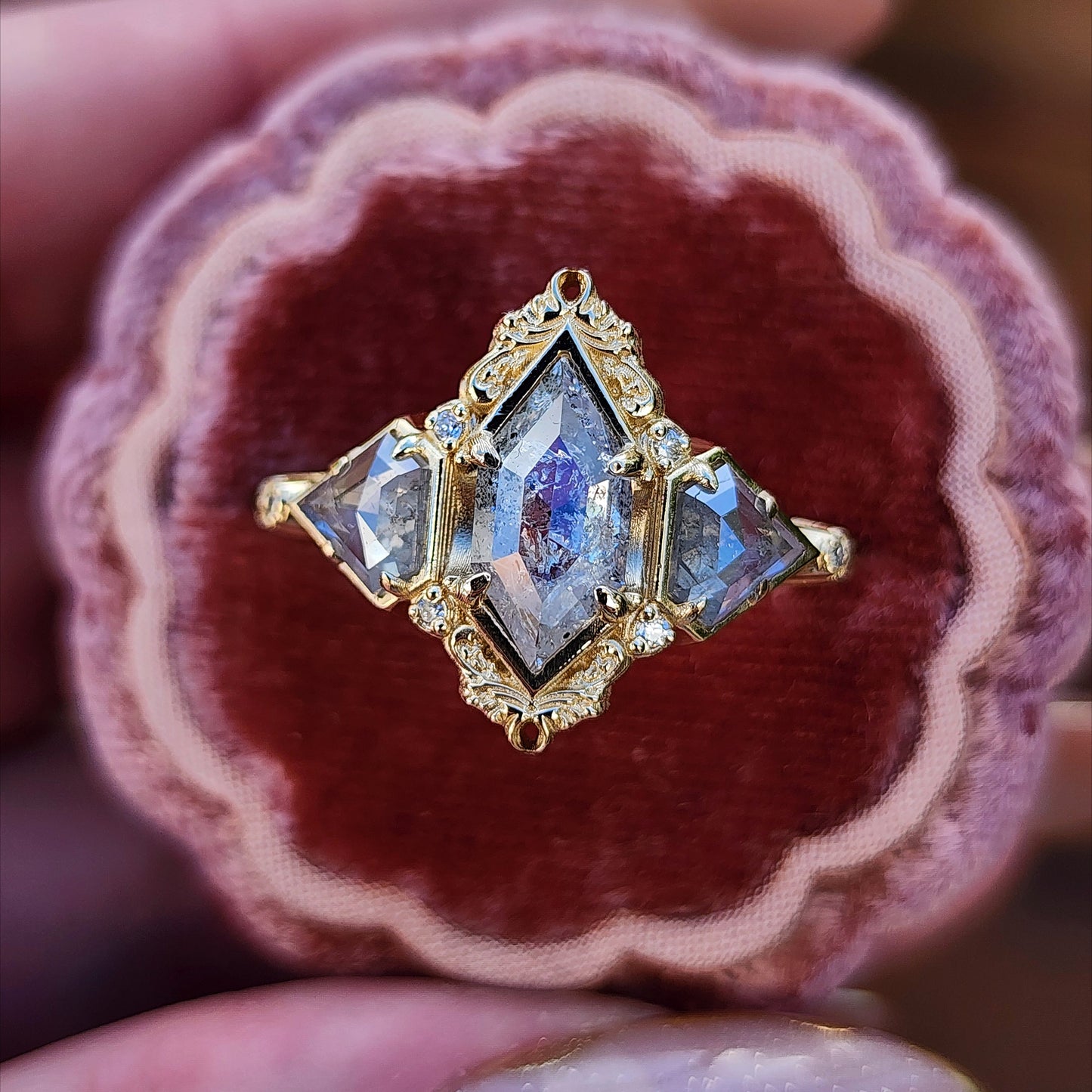 Art Deco Odette with Rose Cut Natural Diamonds 14k Yellow Gold image 7