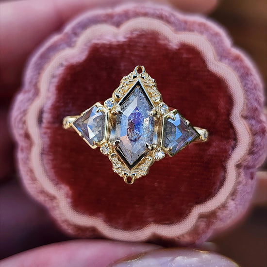 Art Deco Odette with Rose Cut Natural Diamonds 14k Yellow Gold image 7