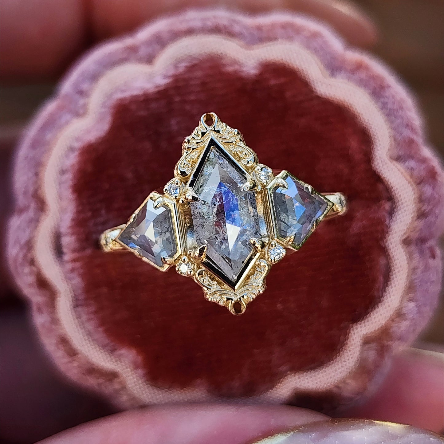 Art Deco Odette with Rose Cut Natural Diamonds 14k Yellow Gold image 3