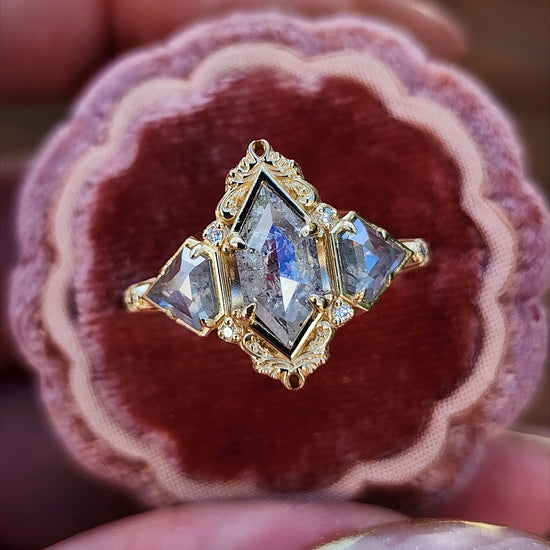 Art Deco Odette with Rose Cut Natural Diamonds 14k Yellow Gold image 3