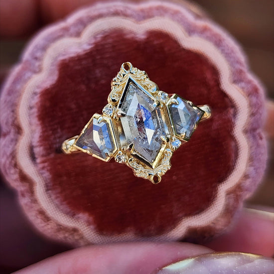 Art Deco Odette with Rose Cut Natural Diamonds 14k Yellow Gold image 4