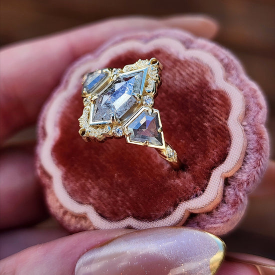 Art Deco Odette with Rose Cut Natural Diamonds 14k Yellow Gold image 5