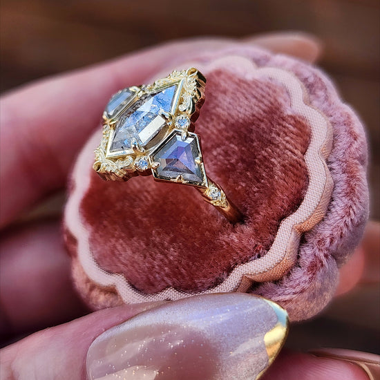 Art Deco Odette with Rose Cut Natural Diamonds 14k Yellow Gold image 6