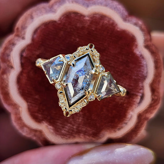 Art Deco Odette with Rose Cut Natural Diamonds 14k Yellow Gold image 1