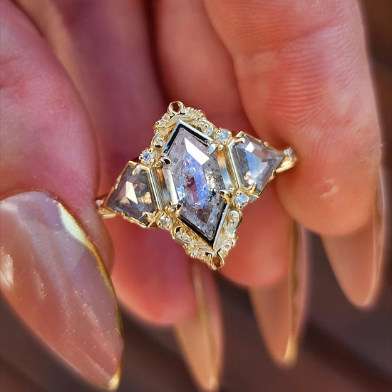 Art Deco Odette with Rose Cut Natural Diamonds 14k Yellow Gold image 2