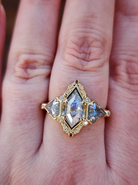 Art Deco Odette with Rose Cut Natural Diamonds 14k Yellow Gold image 8