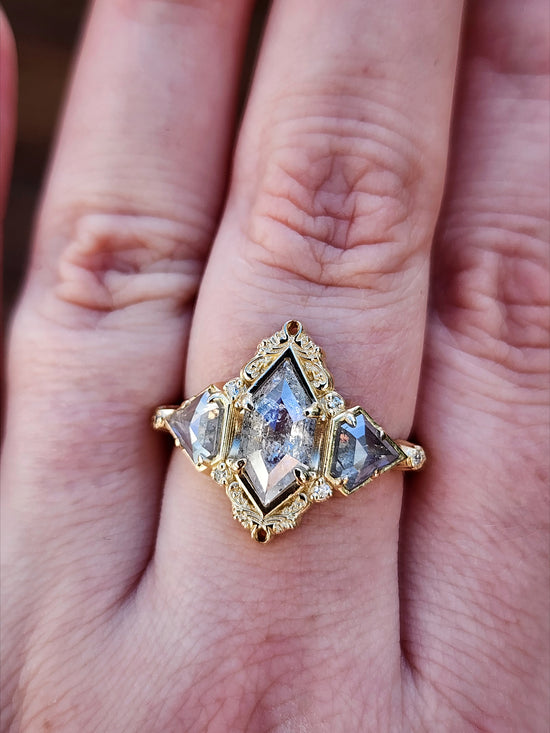 Art Deco Odette with Rose Cut Natural Diamonds 14k Yellow Gold image 9